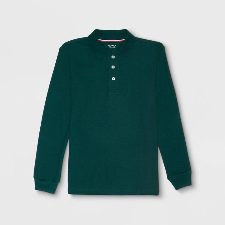 French Toast Boys' Long Sleeve Pique Uniform Polo Shirt - Green S, Boy's,