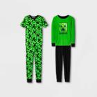 Boys' Minecraft 4pc Pajama Set - Green/black