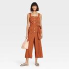 Women's Sleeveless Button-front Jumpsuit - A New Day Brown