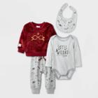 Baby Boys' 4pc Harry Potter Top And Bottom Set - Newborn, Gray/red