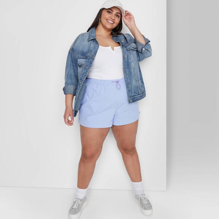 Women's Plus Size High-rise Trek Shorts - Wild Fable Azure