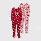 Toddler Girls' 2pk Santa Footed Pajama - Just One You Made By Carter's Pink
