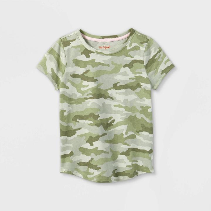 Girls' Printed Short Sleeve T-shirt - Cat & Jack Green