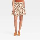 Women's High-rise Tiered Mini A-line Skirt - Universal Thread Brown Floral