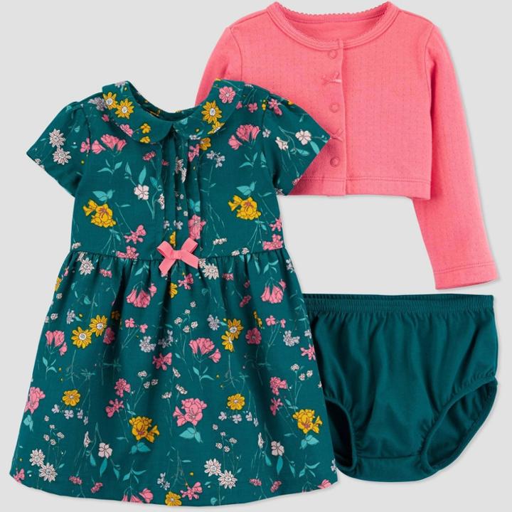 Baby Girls' 2pc Floral Top & Bottom Sets - Just One You Made By Carter's Green/pink Newborn, Girl's