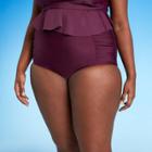 Women's Plus Size High Waist Bikini Bottom - Kona Sol Burgundy