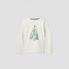 Girls' Long Sleeve Penguin Christmas Tree Graphic T-shirt - Cat & Jack Cream