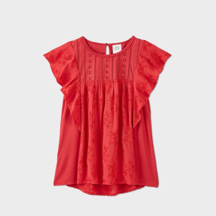 Women's Flutter Short Sleeve Blouse - Knox Rose Red S, Women's,