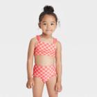 Baby Girls' 2pc Checkered Bikini Set - Cat & Jack Coral Orange