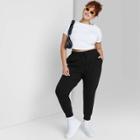 Women's Plus Size High-rise Slim Fit French Terry Jogger Pants - Wild Fable Black