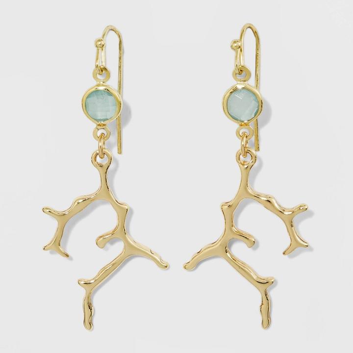 Channel And Branch Earrings - A New Day Green/gold