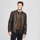 Men's Waxy Front Zipper Moto Jacket - Goodfellow & Co Brown