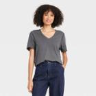 Women's Sensory Friendly Short Sleeve V-neck T-shirt - Universal Thread Dark Gray