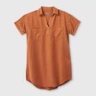 Women's Short Sleeve Shirtdress - Universal Thread Orange