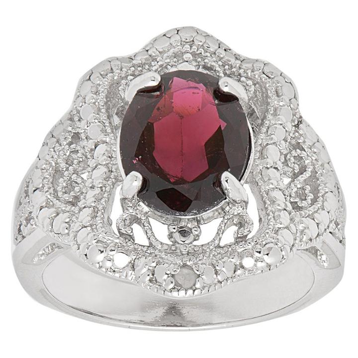 Distributed By Target 0.01 Ct. T.w. Accent Diamond And 2.5 Ct.t.w. Garnet Cocktail Ring (size