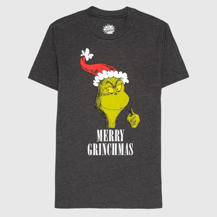 Men's Dr. Seuss The Grinch Ugly Holiday T-shirt - Charcoal Heather