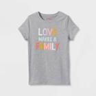 Girls' 'love Makes A Family' Short Sleeve Graphic T-shirt - Cat & Jack Heather Gray