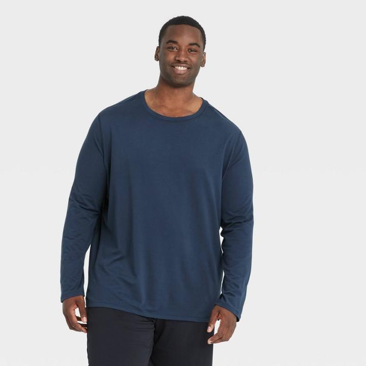 Men's Big & Tall Long Sleeve Performance T-shirt - All In Motion Navy