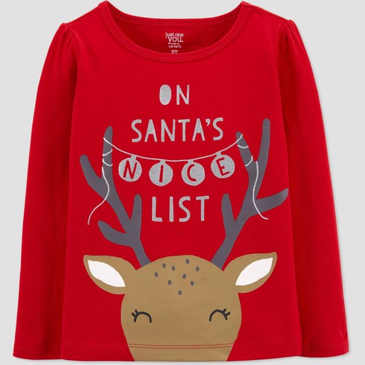 Baby Girls' Christmas Reindeer T-shirt - Just One You Made By Carter's Red