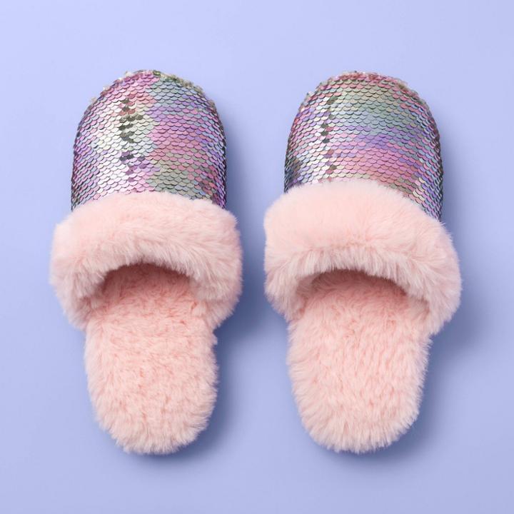 Girls' Flip Sequin Slide Slippers - More Than Magic Pink S, Girl's,