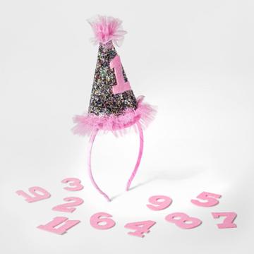Baby Girls' Milestone Glitter Hat With Numbers - Cat & Jack Pink