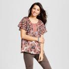 Women's Printed Flutter Sleeve Top With Cami - Knox Rose Terracotta