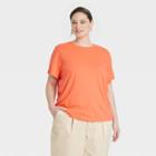 Women's Plus Size Short Sleeve Casual T-shirt - A New Day Orange