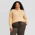 Women's Plus Size Turtleneck Pullover Sweater - A New Day Beige