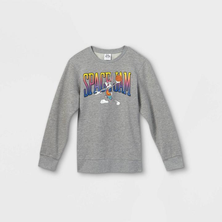 Warner Bros. Boys' Space Jam Crew Neck Pullover Sweatshirt - Heather Gray
