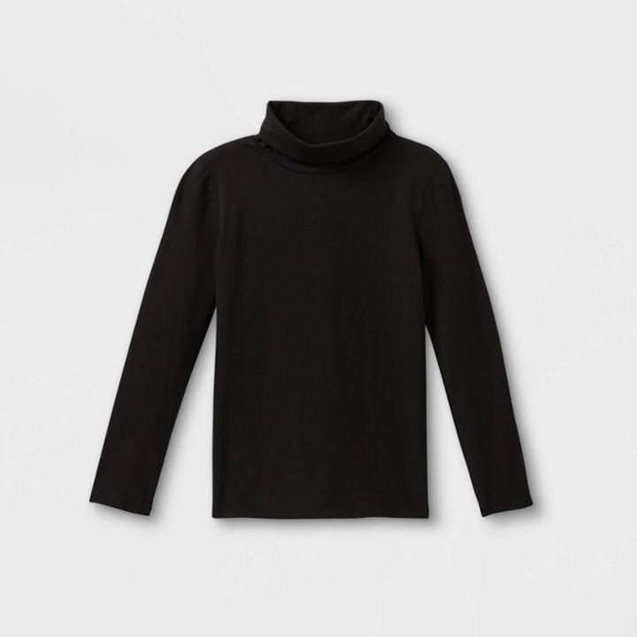 Girls' Turtleneck Long Sleeve Top - Cat & Jack Black