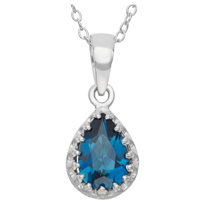 Tiara Pear-cut London Blue Topaz Crown Pendant In Sterling