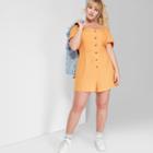 Target Women's Plus Size Short Sleeve Button-front Romper - Wild Fable Tropical Orange