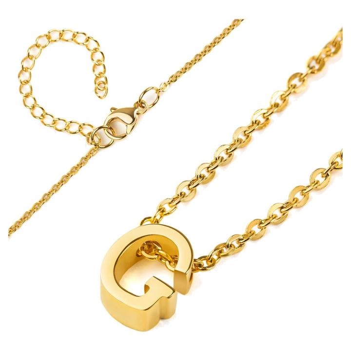 Women's Elya Stainless Steel Initial Pendant Necklace 'm' In 18k Gold,
