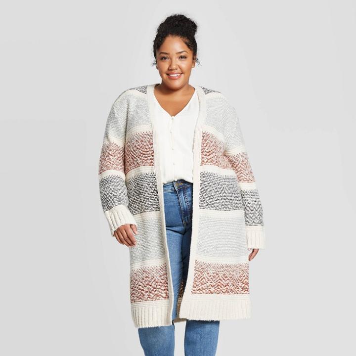 Women's Plus Size Striped Long Sleeve Duster Sweater - Universal Thread 4x, Size: 4xl,