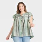 Women's Plus Size Short Sleeve Multi Striped Top - Knox Rose Blue