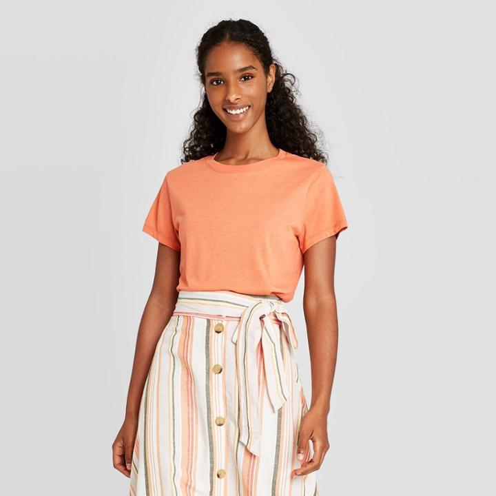 Women's Short Sleeve Casual T-shirt - A New Day Orange