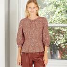 Women's Leopard Print Balloon 3/4 Sleeve Blouse- Who What Wear Pink