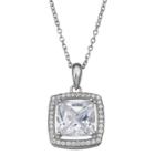 Women's Square Cubic Zirconia Halo Pendant In Sterling Silver (18),