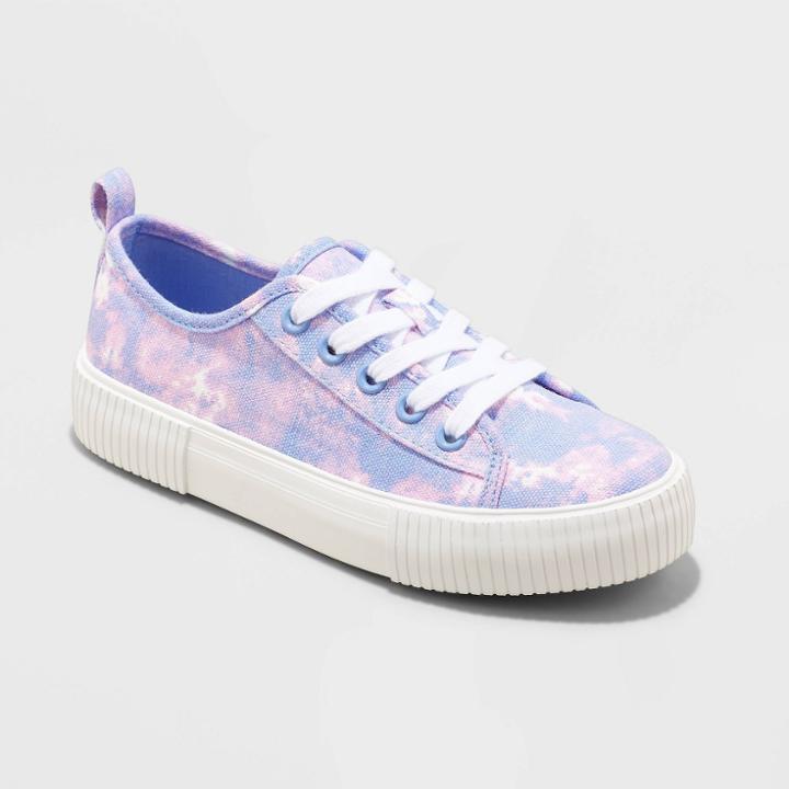 Girls' Pascale Tie-dye Lace-up Apparel Sneakers - Cat & Jack 13, Multicolored/tie-dye
