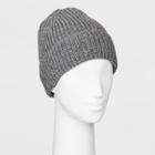 Women's Shaker Stitch Knit Cuff Beanie - A New Day Heather Gray One Size, Grey Gray