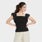 Women's Ruffle Top - A New Day Black