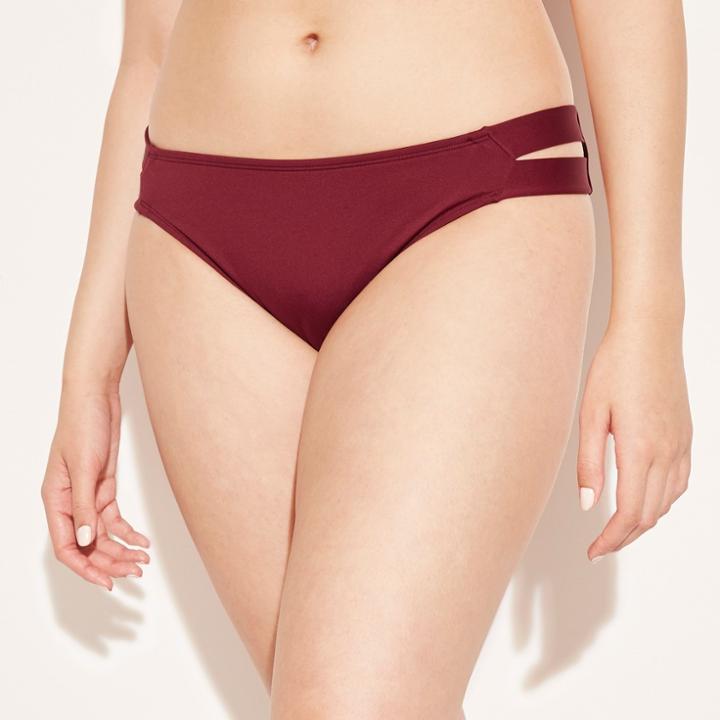Women's Medium Coverage Double Tab Hipster Bikini Bottom - Kona Sol Cherry