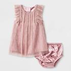 Baby Girls' Pleated Lurex Dress - Cat & Jack Pink Newborn, Girl's