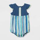 Baby Girls' Knit Textured Romper - Cat & Jack Blue Newborn, Girl's,