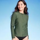 Women's Upf 50 Full Zip Mock Neck Rash Guard - Kona Sol Olive Green
