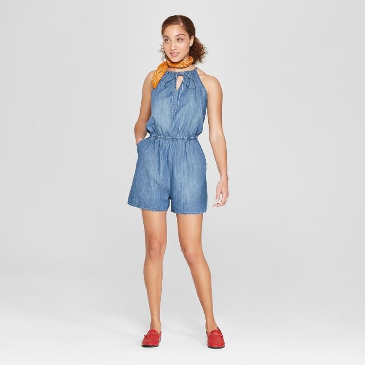Women's Denim Romper - A New Day Blue
