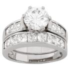Tiara 2 Ct. T.w. Round-cut Cubic Zirconia With Channel-set Side Stones Bridal Set In Sterling Silver -