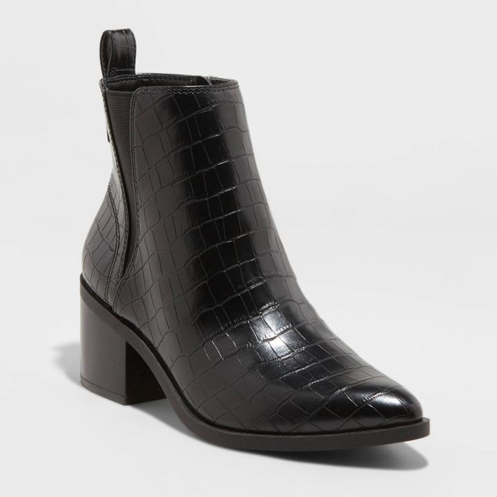 Women's Carolyn Block Heeled Chelsea Boots - A New Day Black