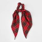 No Brand Holiday Novelty Plaid Hair Twisters With Tails - Red