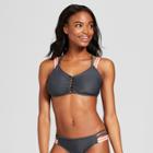 Women's Sport Elastic Strappy Bralette Bikini Top - Xhilaration Charcoal D/dd Cup, Gray